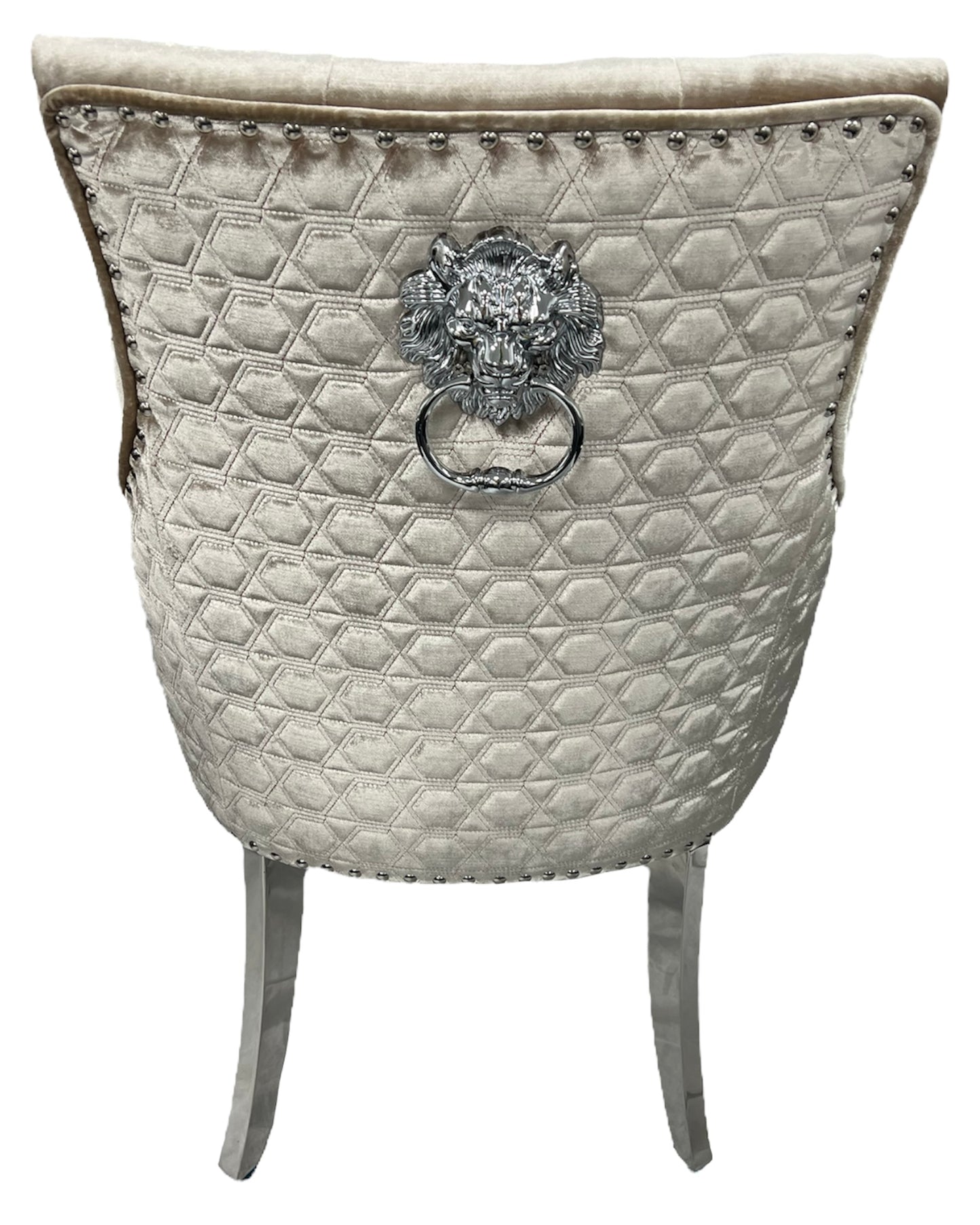 Roma Mink Chair (Lion Knocker/Chrome Legs)