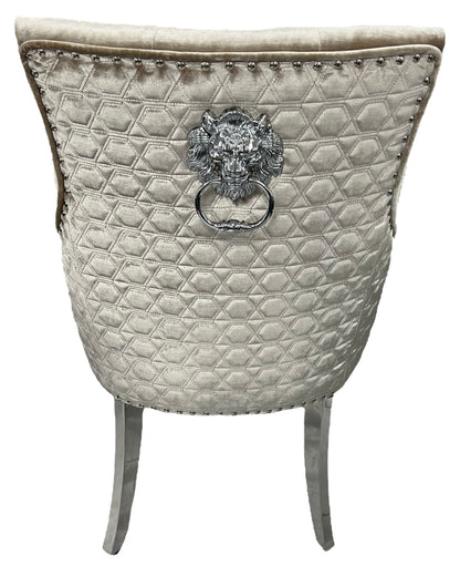 Roma Mink Chair (Lion Knocker/Chrome Legs)
