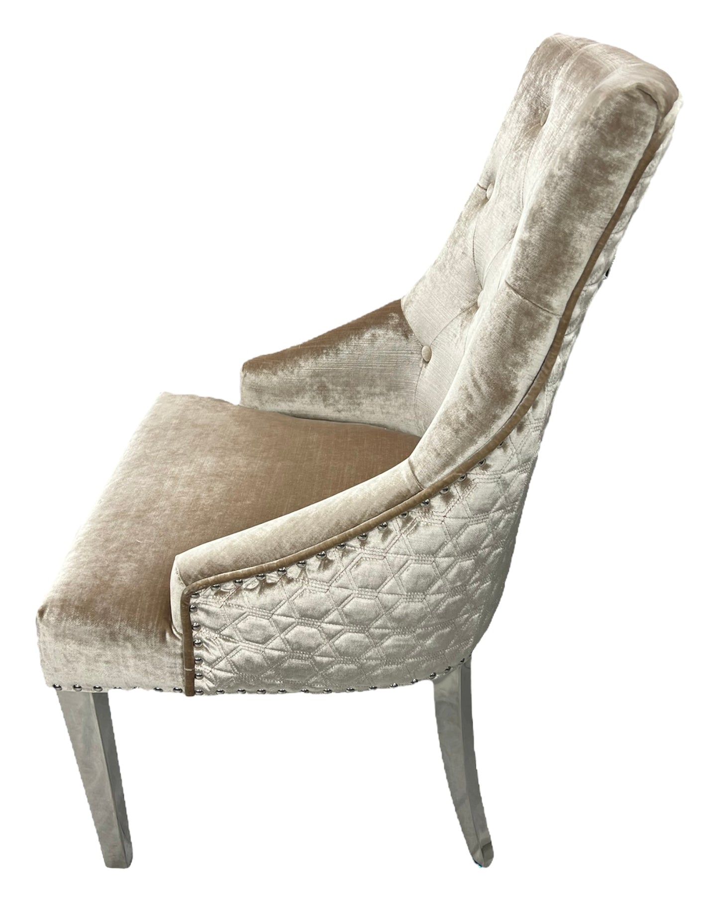 Roma Mink Chair (Lion Knocker/Chrome Legs)