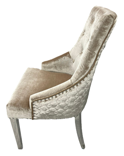 Roma Mink Chair (Lion Knocker/Chrome Legs)