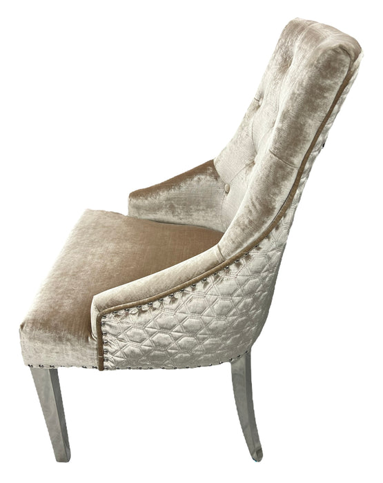 A02/Roma Mink Chair (Lion Knocker/Chrome Legs)