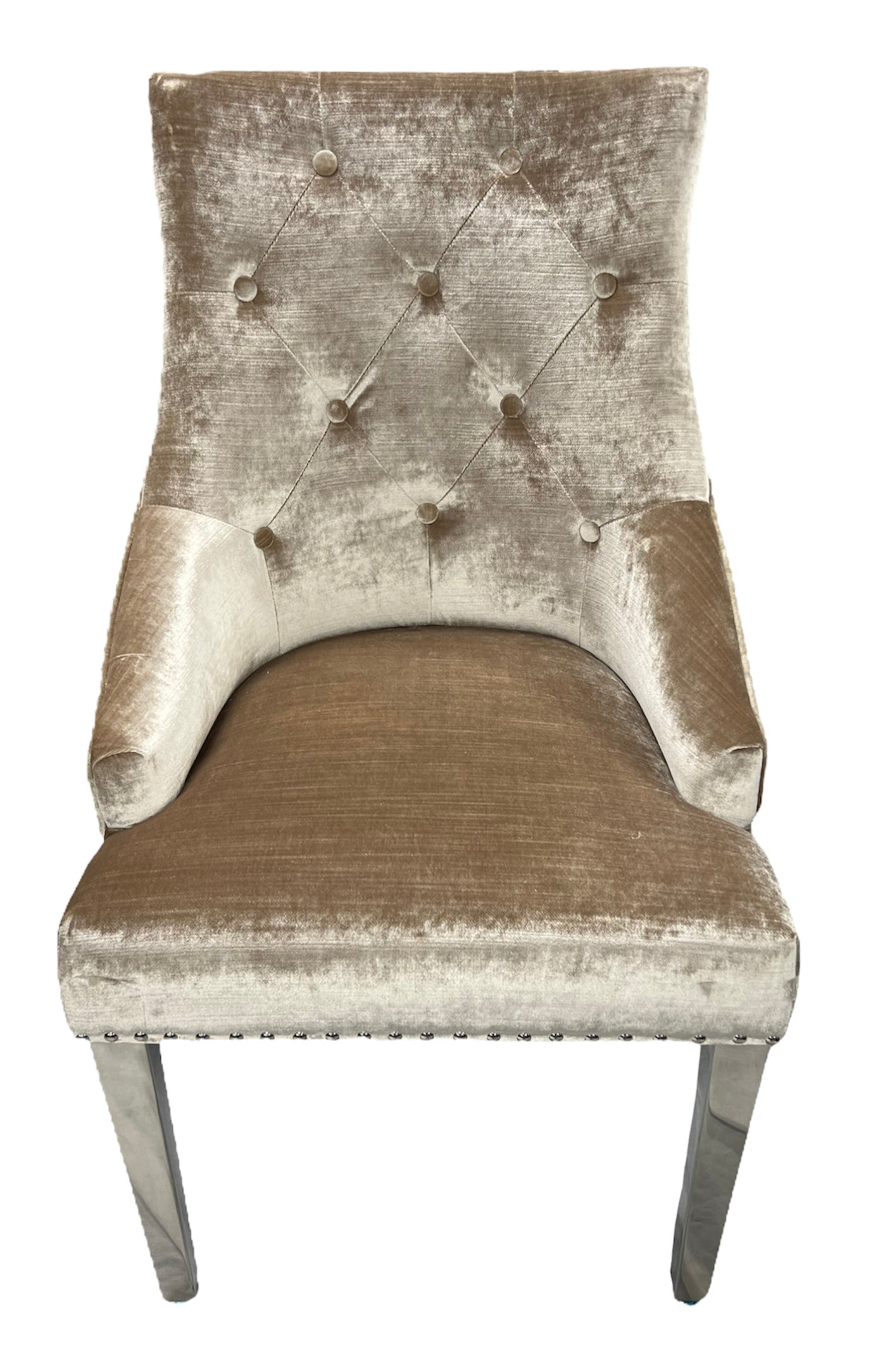 Roma Mink Chair (Lion Knocker/Chrome Legs)