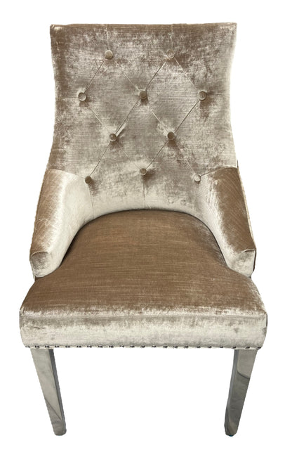 Roma Mink Chair (Lion Knocker/Chrome Legs)