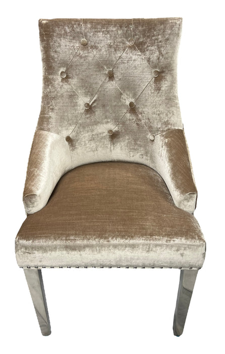 A02/Roma Mink Chair (Lion Knocker/Chrome Legs)