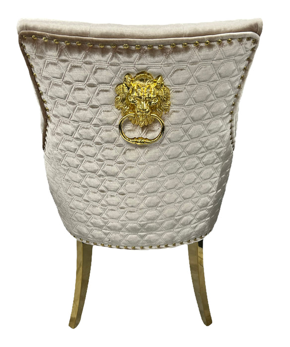 G-Roma Mink Chair (Lion Knocker/Gold Legs)