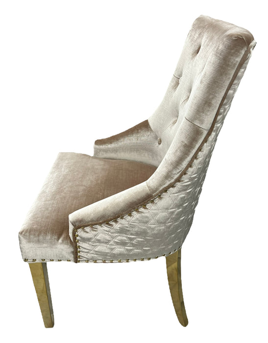 G-Roma Mink Chair (Lion Knocker/Gold Legs)
