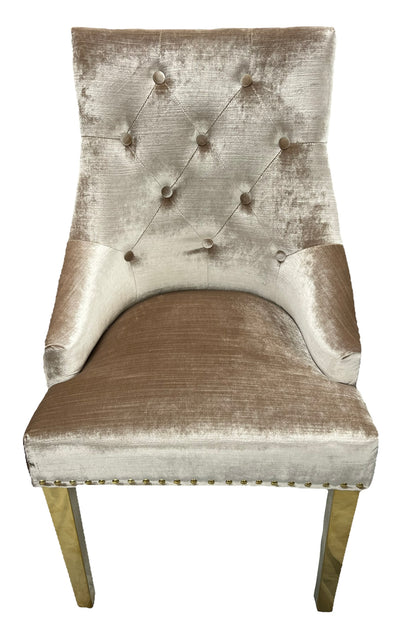 G-Roma Mink Chair (Lion Knocker/Gold Legs)