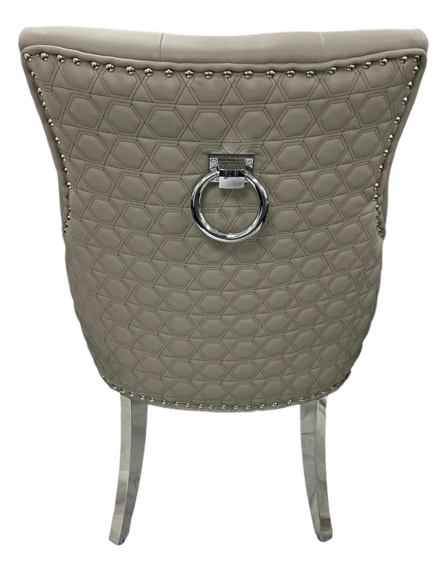 Roma PU Light Grey Chair (Ring Knocker/Chrome Legs)