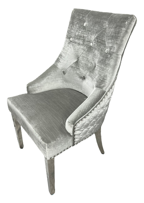 A02/Roma Silver Grey Chair (Lion Knocker/Chrome Legs)