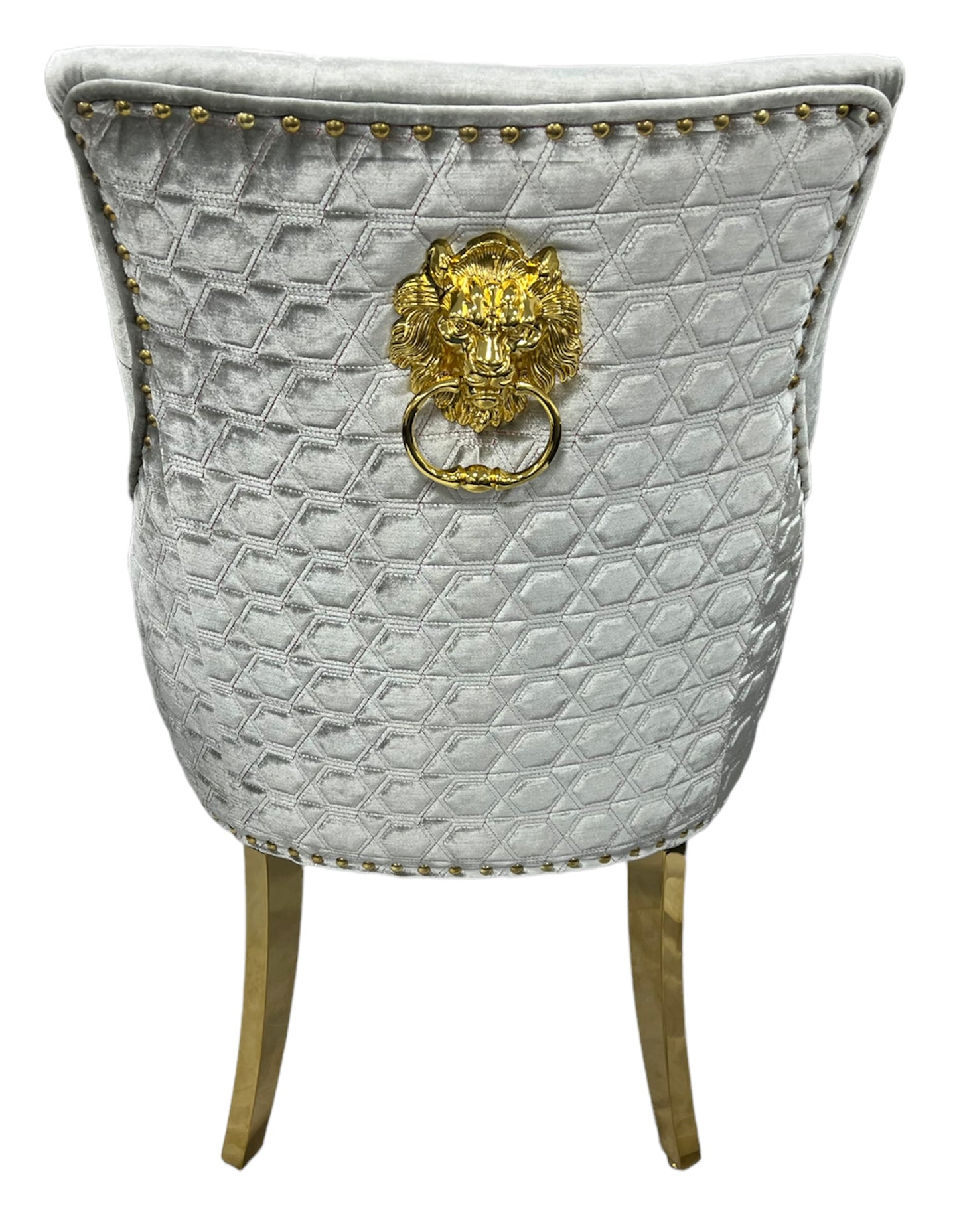 G-Roma Silver Grey Chair (Lion Knocker/Gold Legs)