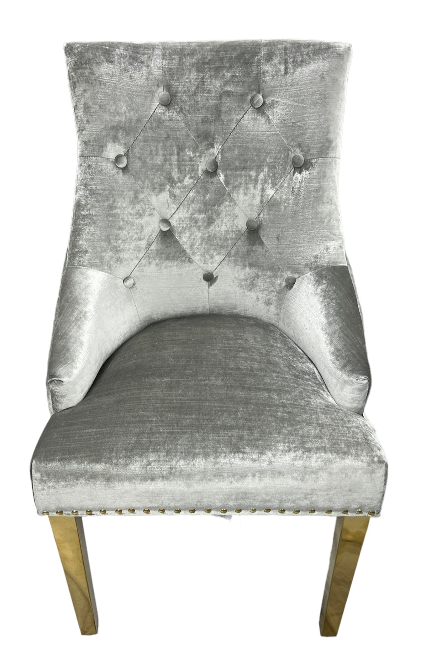 G-Roma Silver Grey Chair (Lion Knocker/Gold Legs)