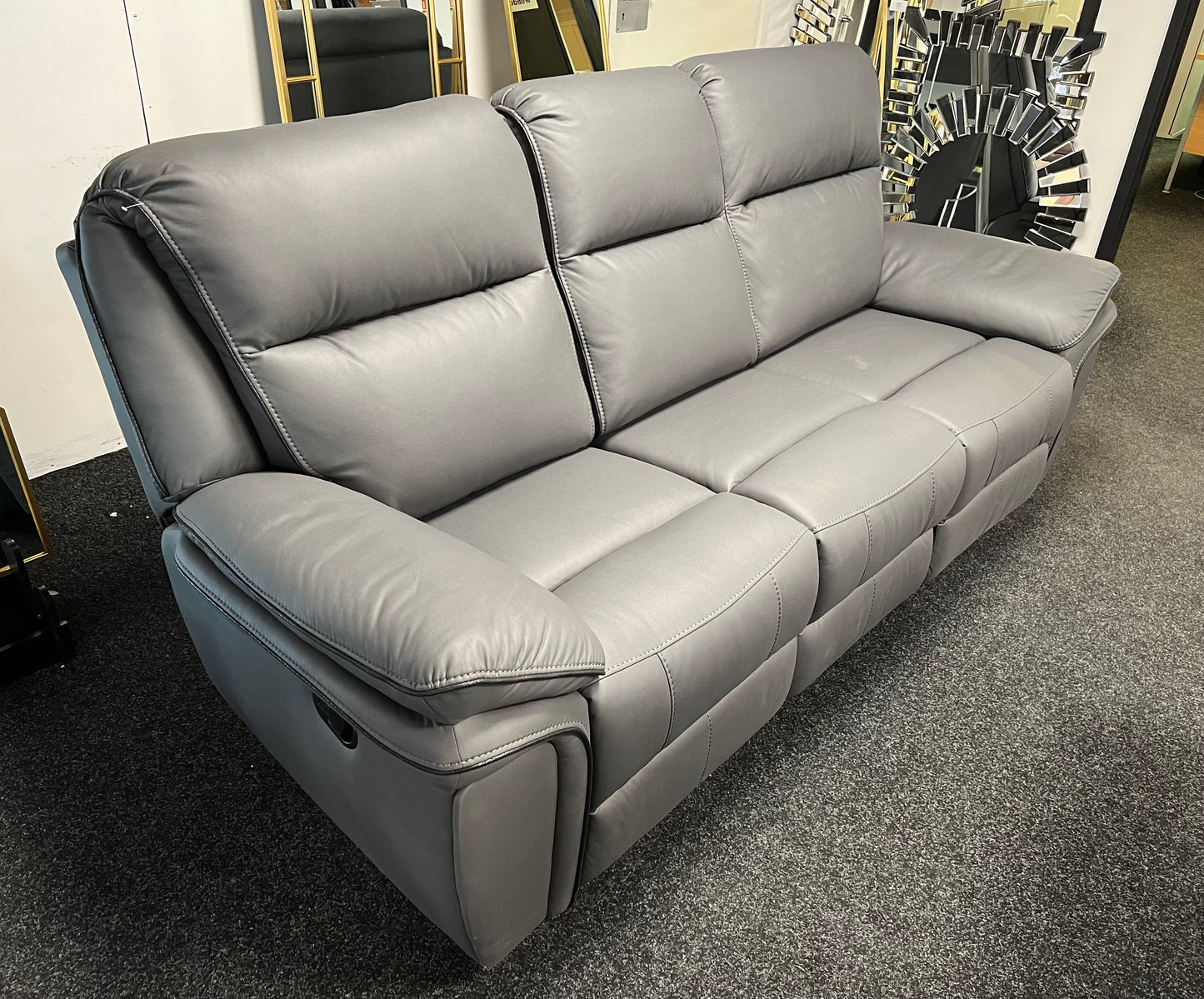 Montana Grey 3 Seat Recliner Sofa