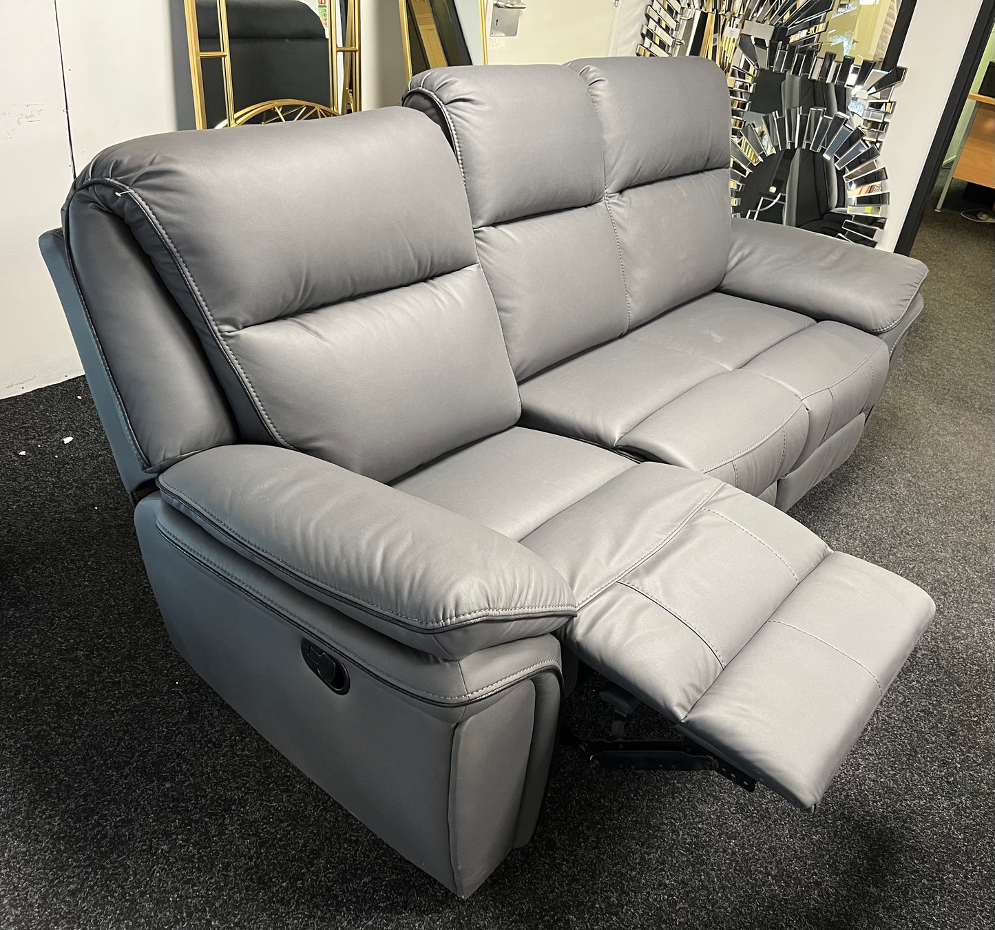 Montana Grey 3 Seat Recliner Sofa
