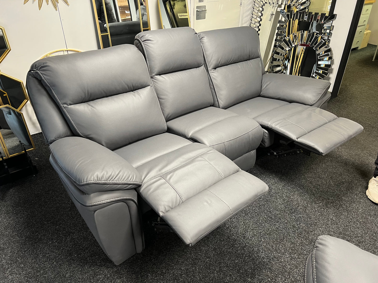 Montana Grey 3 Seat Recliner Sofa